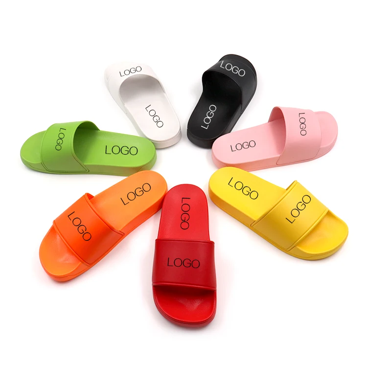

designer slides flip-flops slippers custom logo slides custom print logo PVC women's slippers, As picture or custom