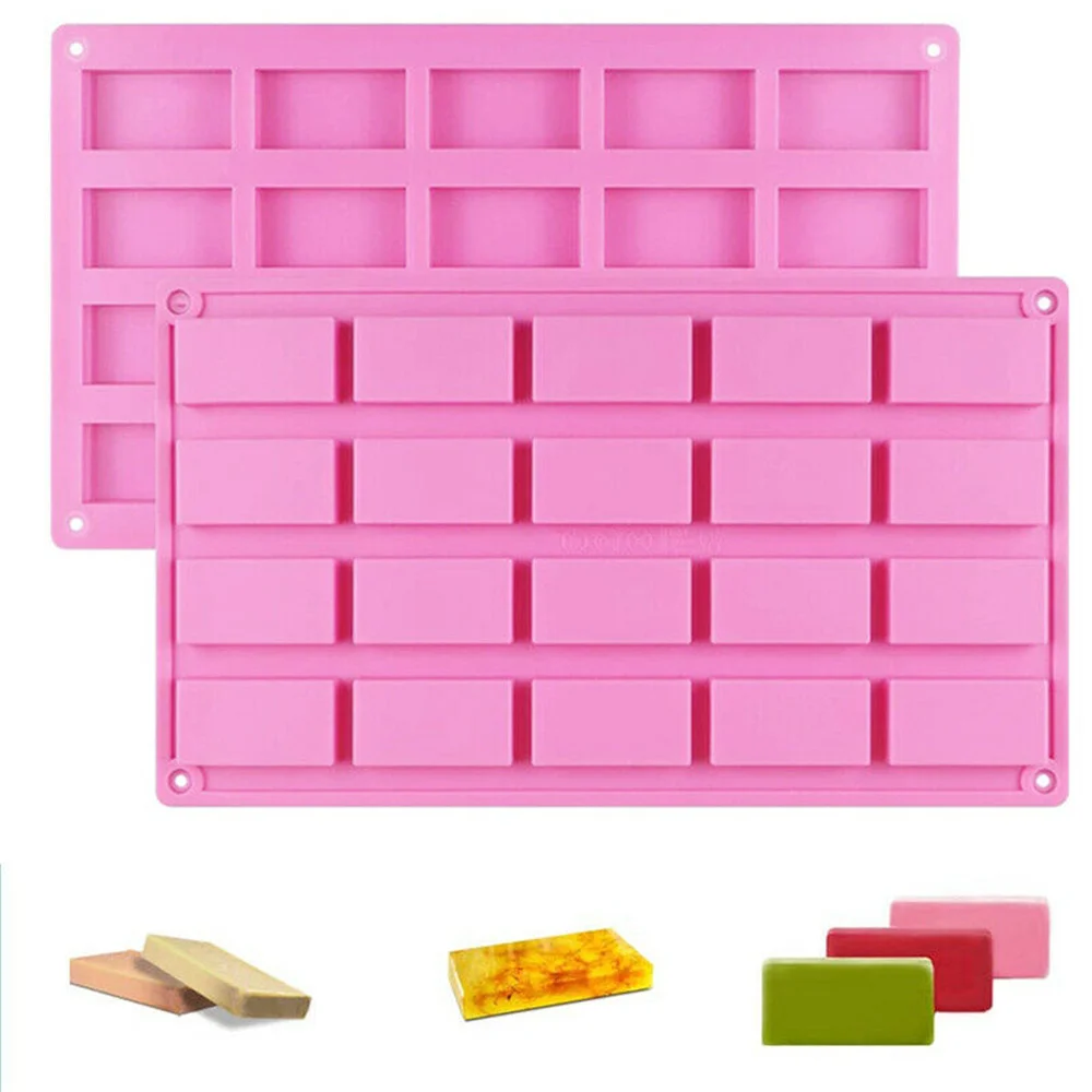 

Multi-function 20 Cavities Rectangle Shaped Handmade Silicon Soap Mold For Chocolate Cake Soap Mold, Pink,orange or according to your request .