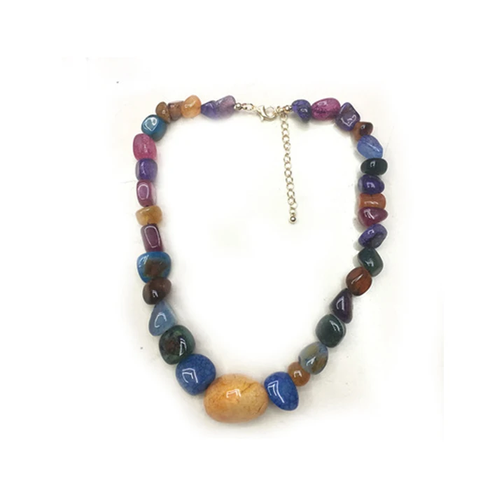 

Natural Colorful Irregular Stone Necklace Colorful Stone Kistler Stone Pendant Necklace, As picture