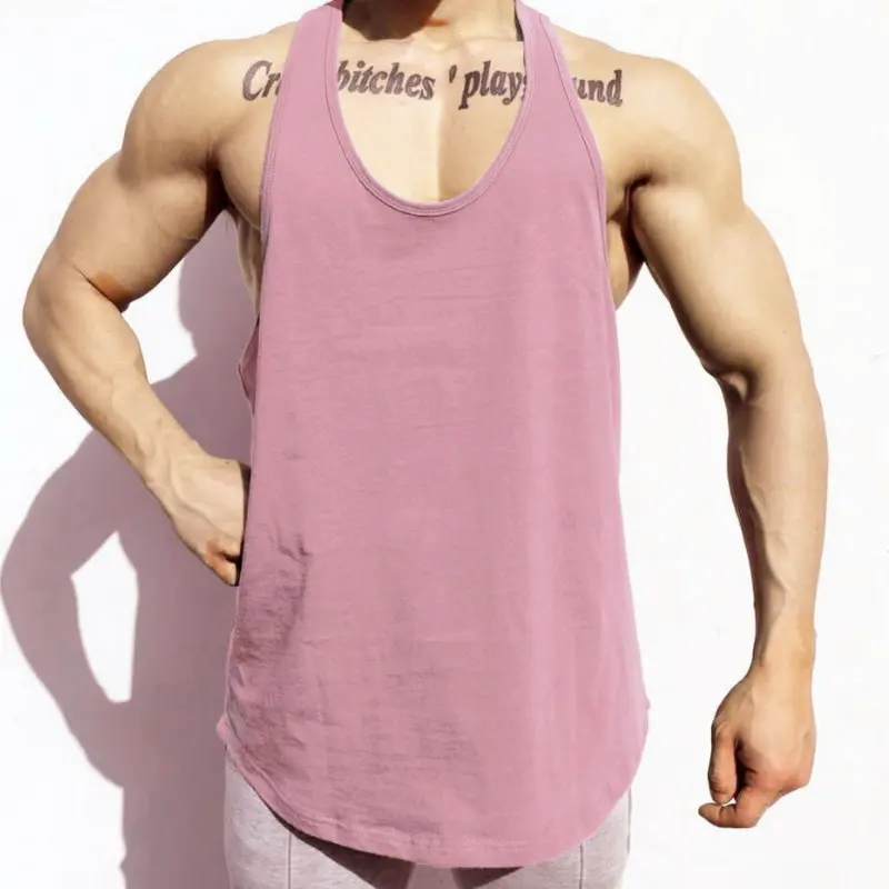 

Mens Gym Sleeveless Sports Breathable Fashion Trendy Vest Cotton Comfortable And Breathable T Shirt, As pictures