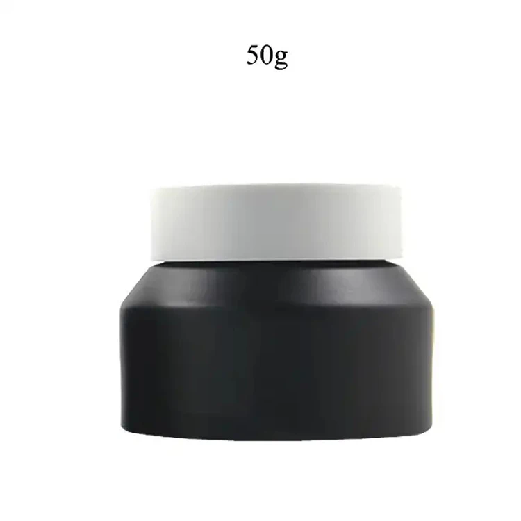 

Wholesale Fuyun Stock Cosmetic Face Cream Container 50g Black Eye Cream Lip Balm Glass Jar with Round Black Lids