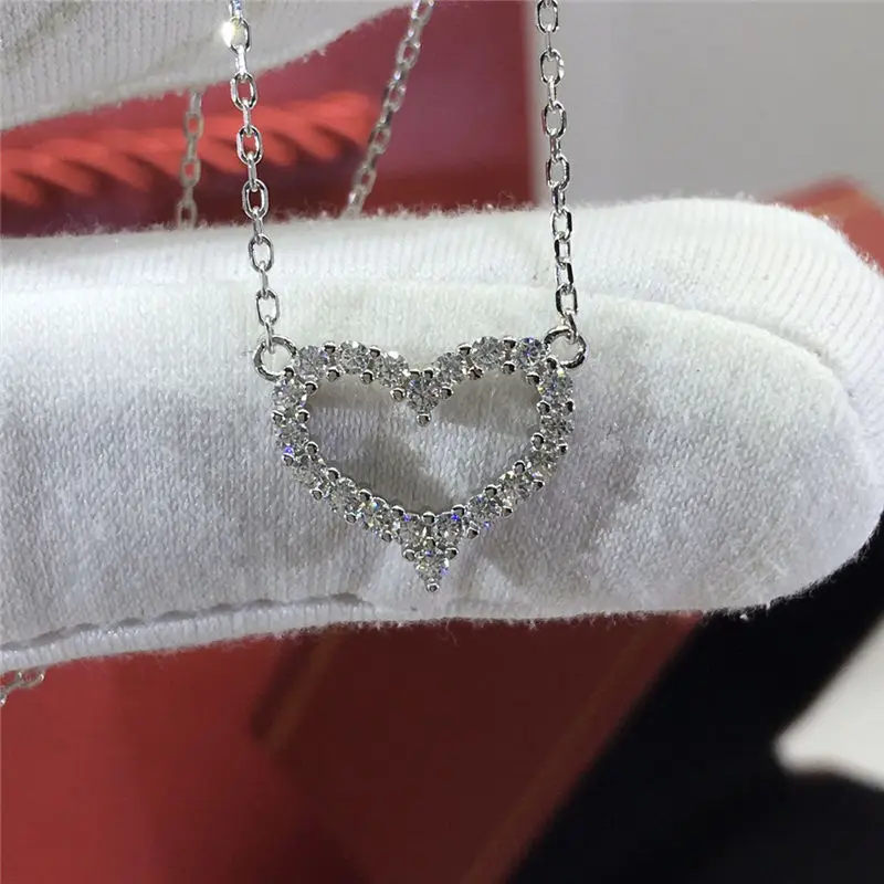 

Passed Diamond Test Heart Moissanite Pendant Necklace 925 Sterling Silver D Color VVS1 Diamond Chain Luxury Jewelry