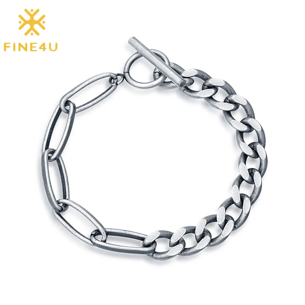 

Minimalist hip hop jewelry simple silver link chain fashion stainless steel men bracelet, Steel/silver