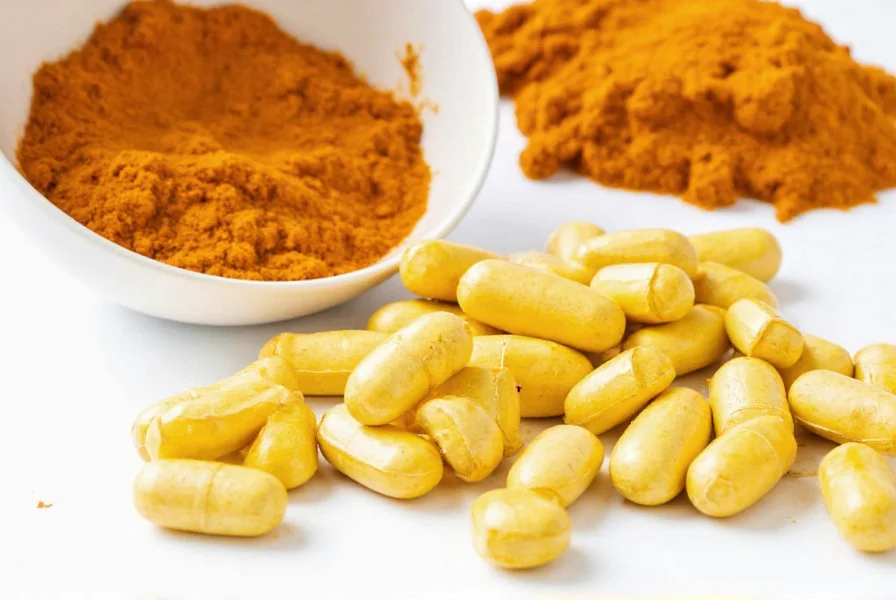 Turmeric root and supplement capsules showing natural weight management options