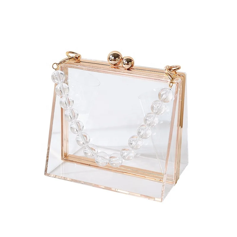 

Clear Acrylic Evening Handbag Beads Bag for Women Graceful Shoulder Bag Satchel Marble Clutch Purses for Wedding Party