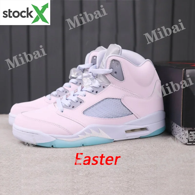 

In Stock X Newest High OG Quality Jordan 5 Retro Easter Racer Blue 4 Sail Black Cat Lightning mens Jordan 4 5s shoes