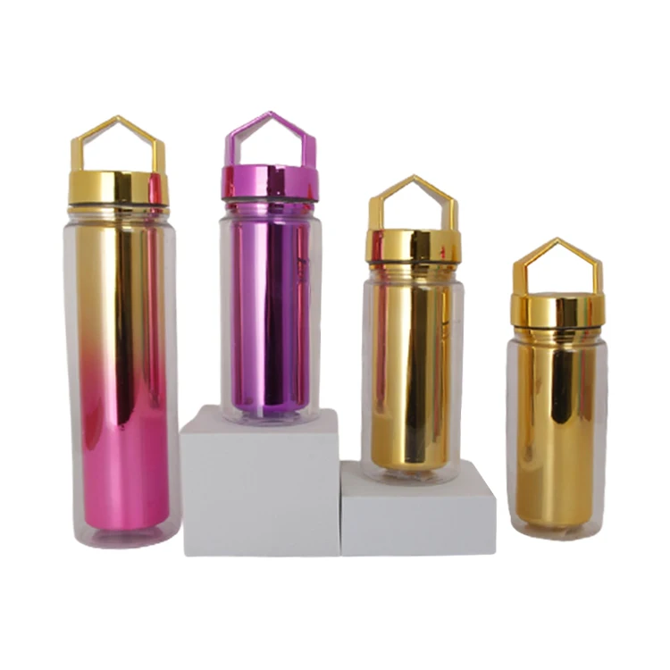 

BPA Free Customized Double Wall Plastic Traveling Coffee Mugs Portable Glitter Diamond Water Drinking Bottle With Lid, Customized color