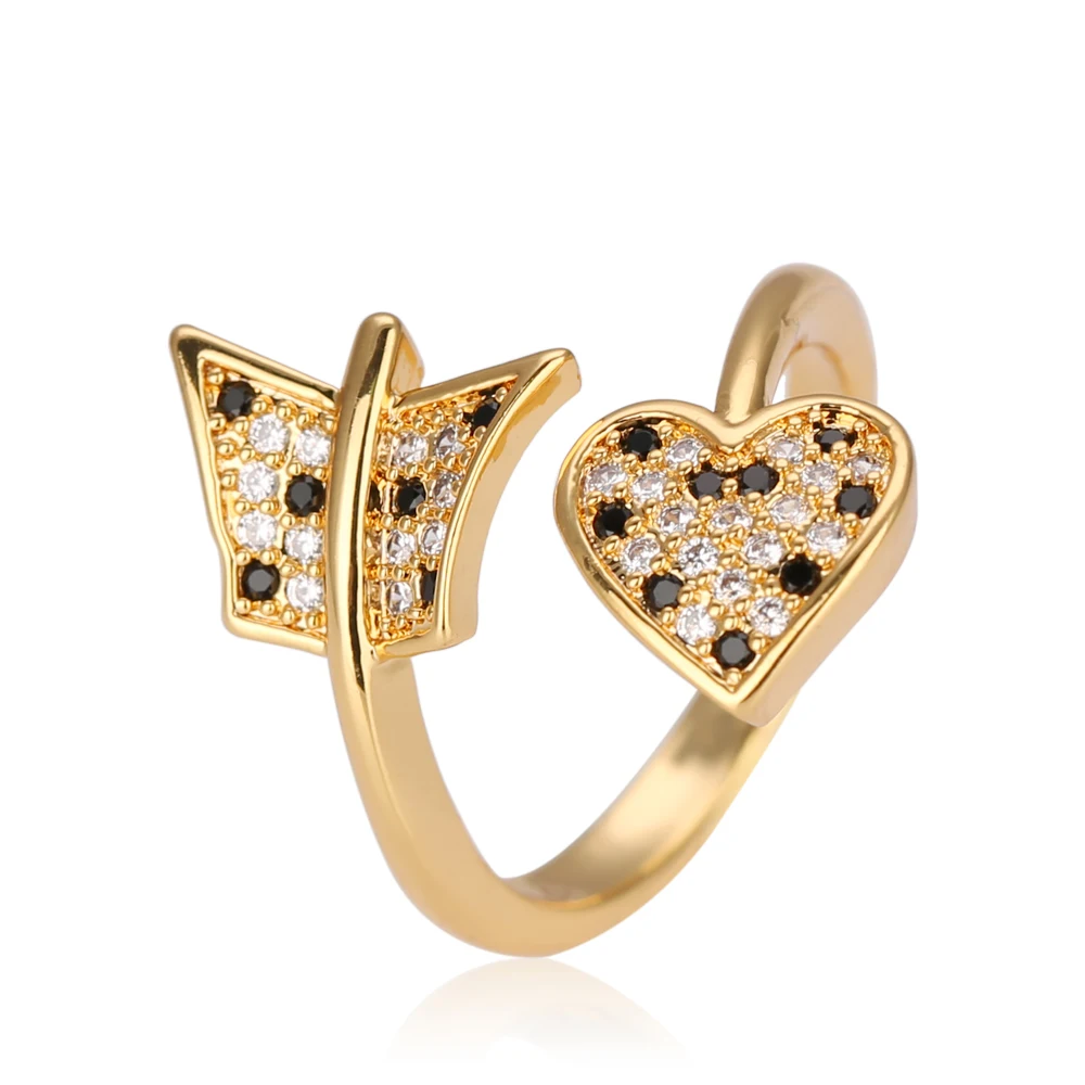 

New Design Customized finger ring designs butterfly zircon ring heart ring women