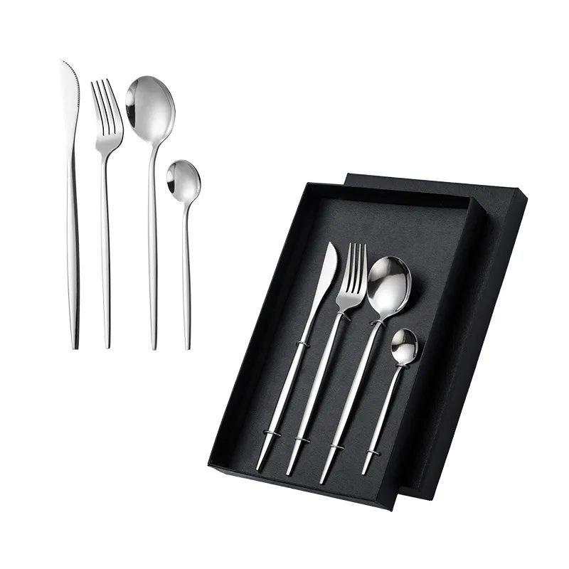 

Portugal Travel Outdoor Restaurant Christmas Wedding Gift Luxury 4pcs Gold Knife Spoon Fork Stainless Steel Cutlery Set