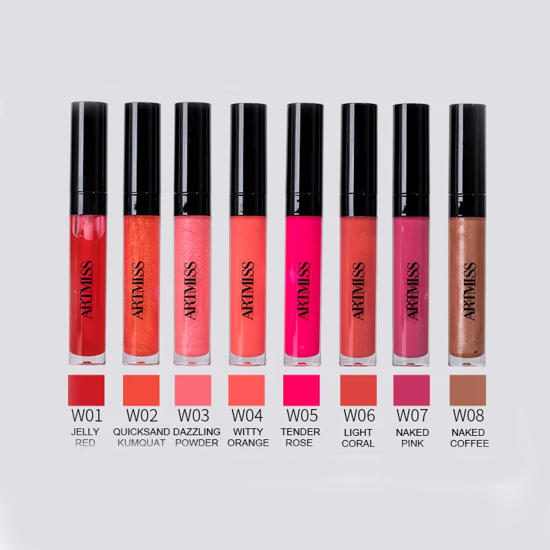 

Factory Wholesale private label Waterproof Nude Glossy liquid Lipstick no Logo Vegan Lipgloss Custom Lip Gloss Pigment