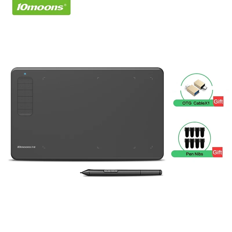 

New G12 Drawing Tablet 8192 Levels Pen Pressure 12 Hot Key digital graphic tablet, Black