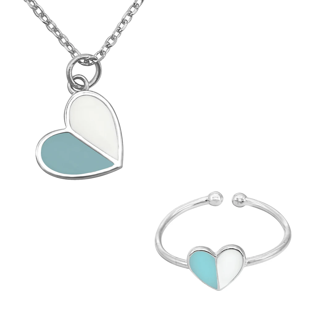 

Custom Fashion Multicolor Heart-Shaped 925 Sterling Silver Party Jewelry Set