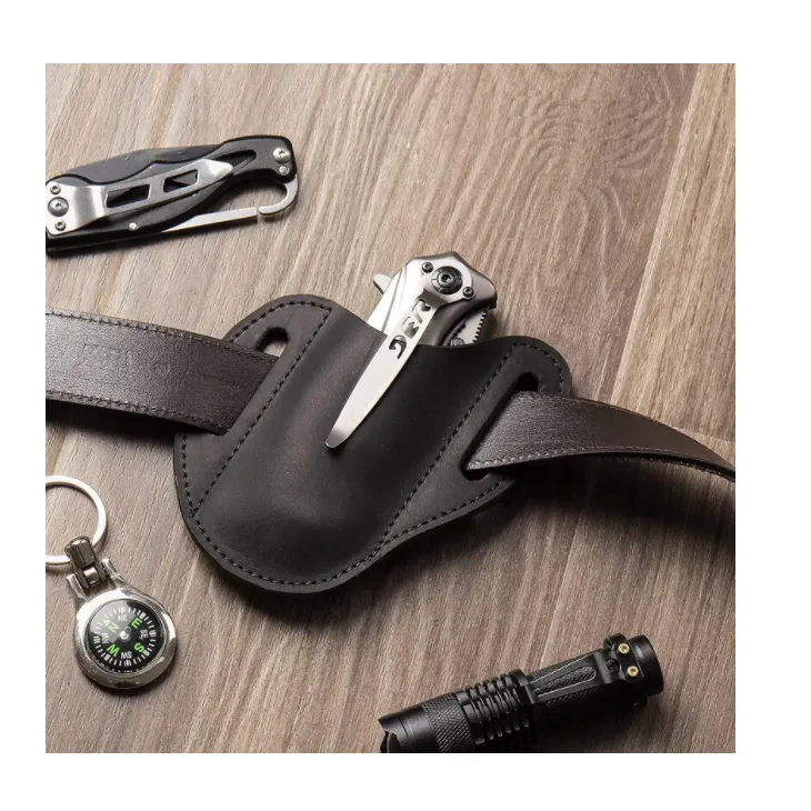 Leather Knife Sheaths For Belt Pocket Knife Holder EDC Leather Sheath  Folding Knife Compact Draw Knife Holster