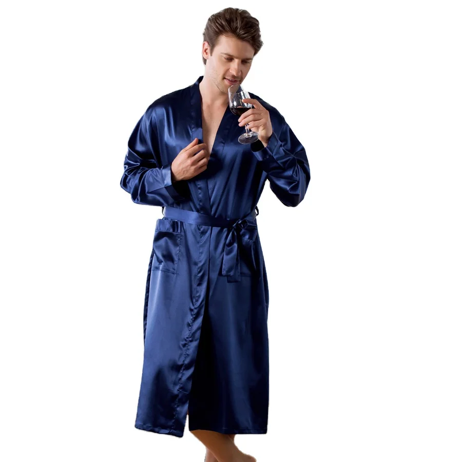 

High Quality Microfiber Bathrobe Sets Silk Shower Robe With Belt, Picture shows