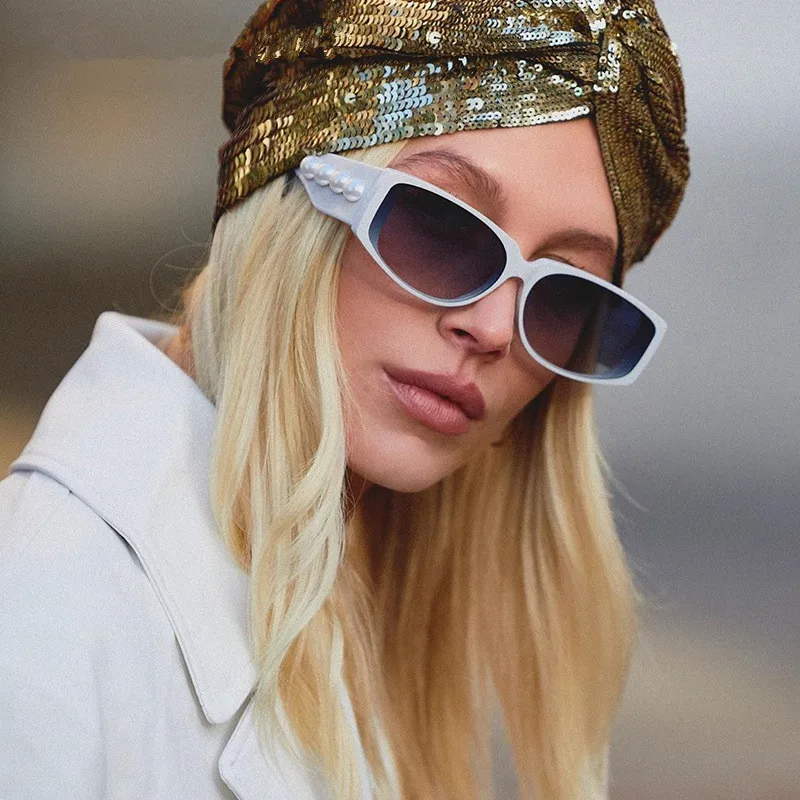 

Luxury Fashion Small Frame Pearl Candy Color Sun Glasses Shades Sunglasses Women 2021