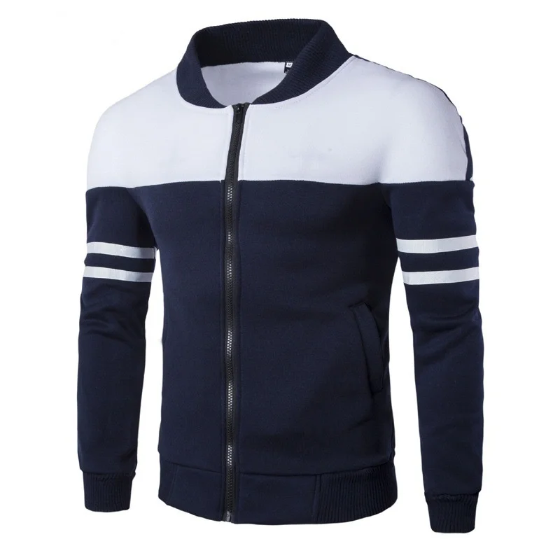 

Cheap Fashion Youth Coats Men Patchwork Stand Collar Casual Zipper Jackets