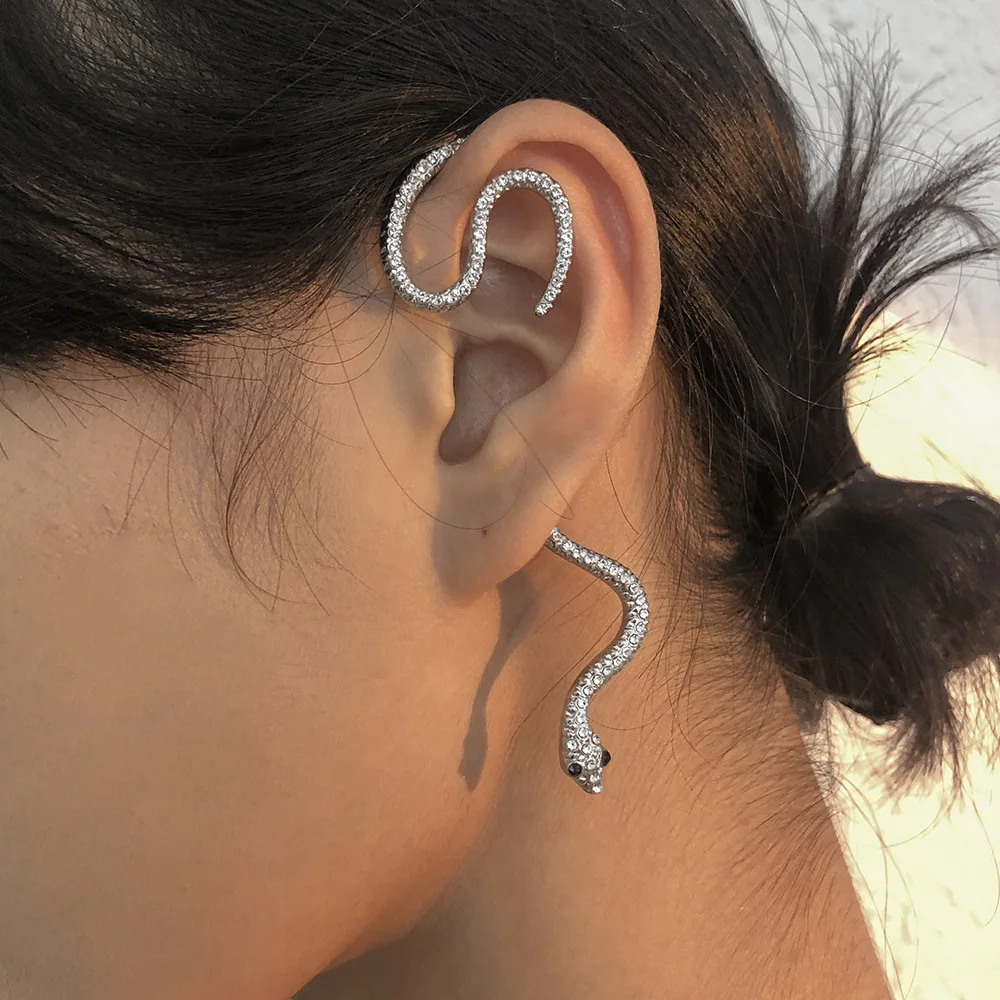 

Barlaycs 2021 Minimalist Statement Charm Snake Earrings Clip On Earrings No Pierced Ears Ear Cuff Earrings gold plated hanging, Gold sliver