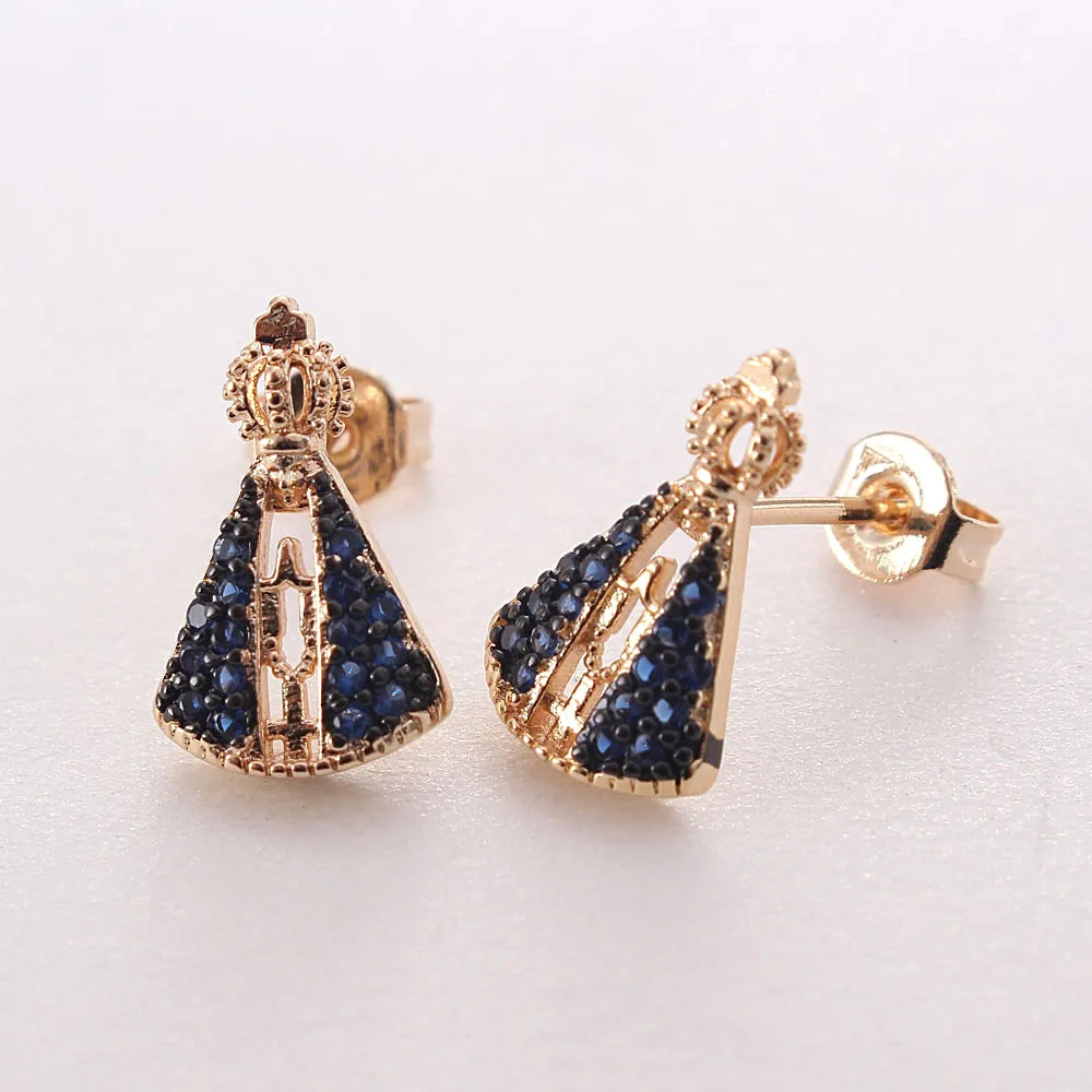 

MHS.SUN Wholesale Gold Plated Religion Jewelry With AAA Zircon Earrings Fashion Women Stud Earrings For Party Gifts High quality