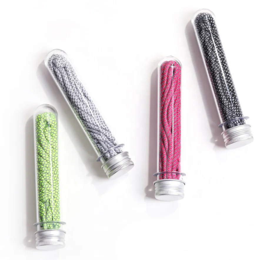 

Custom Round Polyester Reflective Shoelaces Reflective Shoelaces With plastic Tube