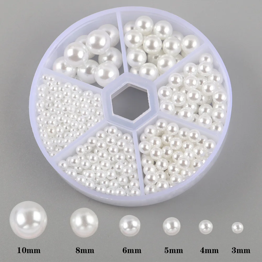 

1Box(700pcs) Mixed Size ABS Imitation Pearls No Hole Beads For Jewelry Making DIY Sewing Accessories K0889