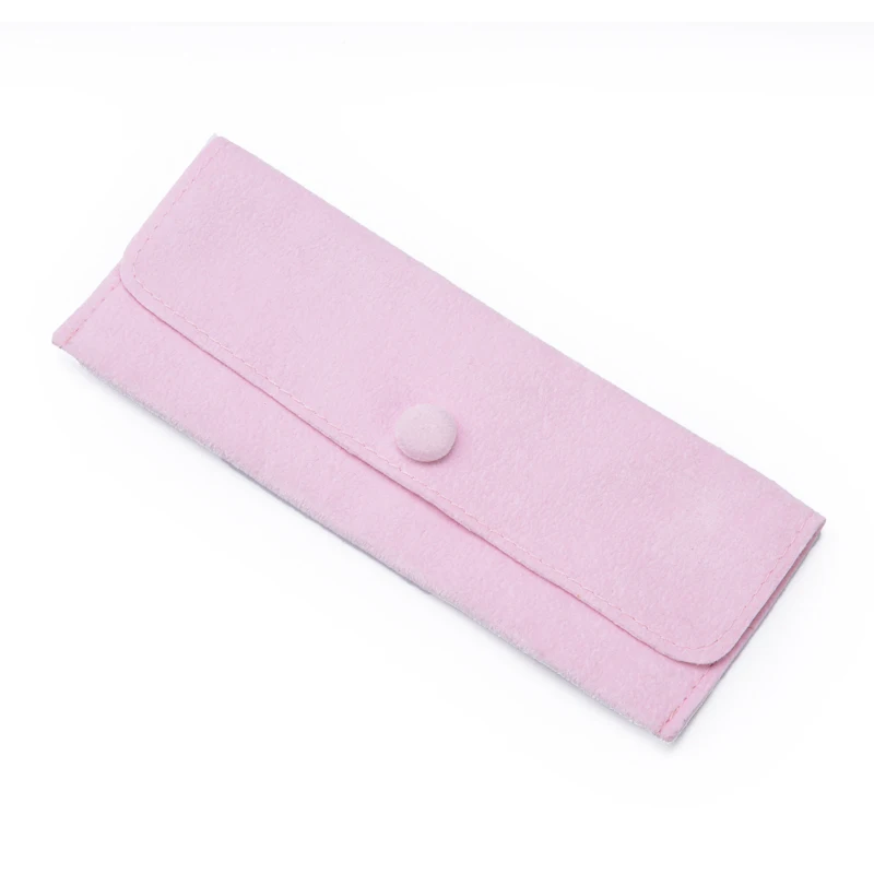Custom Bracelet pink rectangle jewellery packaging jewellery velvet jewelry pouch flap