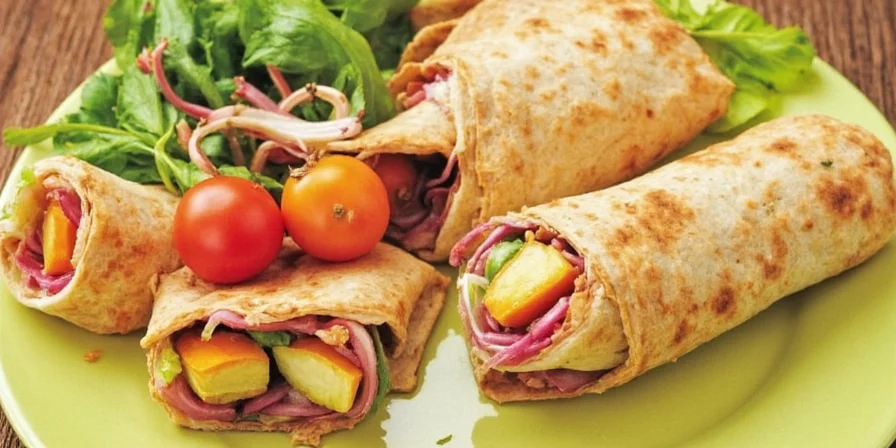 Close-up of a wrap showing layers of texture