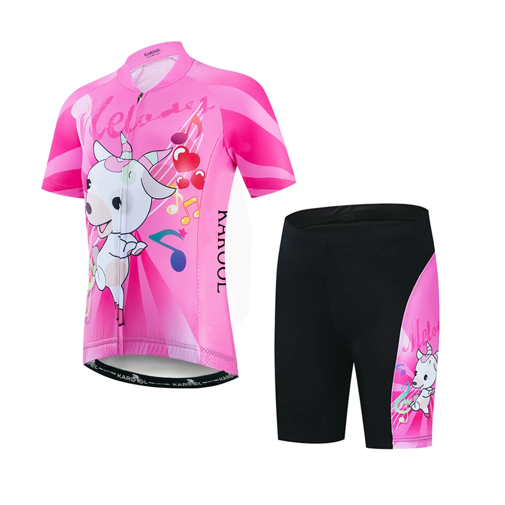 

Karool 100% Polyester Short Sleeve Kid Cycling Jersey And Bike Shorts Set