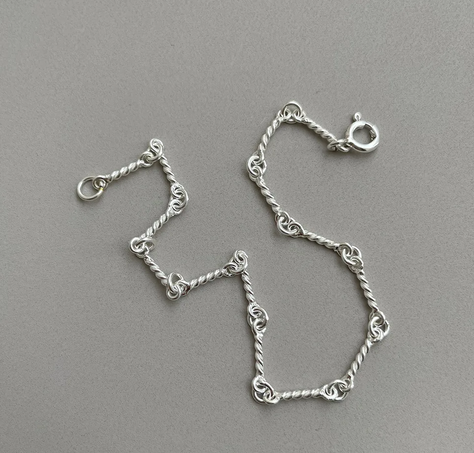 

VIANRLA simple bracelet 925 sterling silver twisted link chain bracelet stacking bracelet