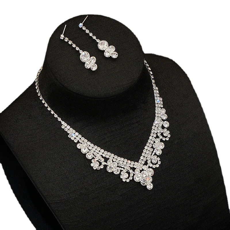 

2022 wild necklace earring set chain banquet wedding two-piece suit, Silver color