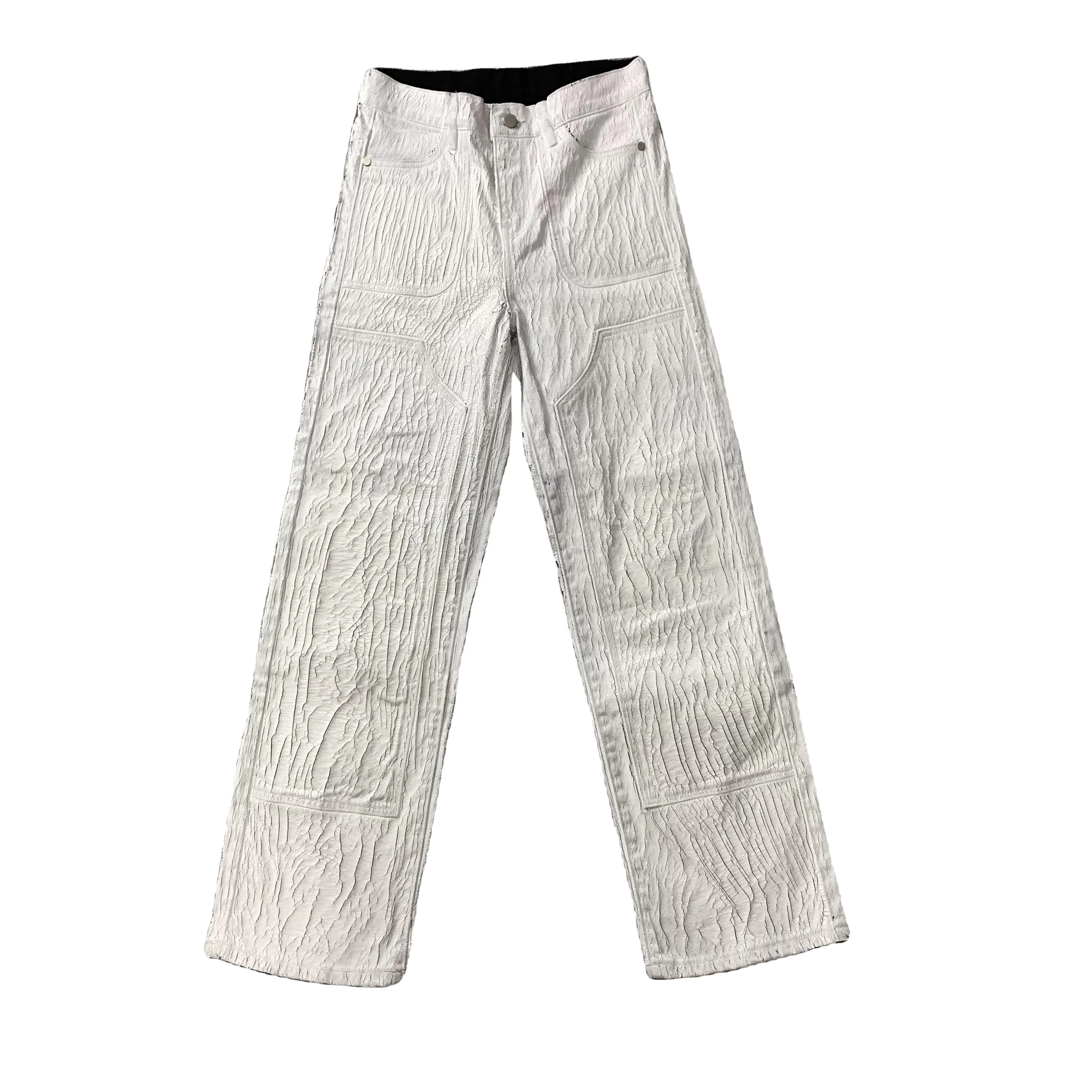 DENIMGUYS Custom Fashion Design Men Crack Waxed Denim Punk Style Loose Man Streetwear Jeans