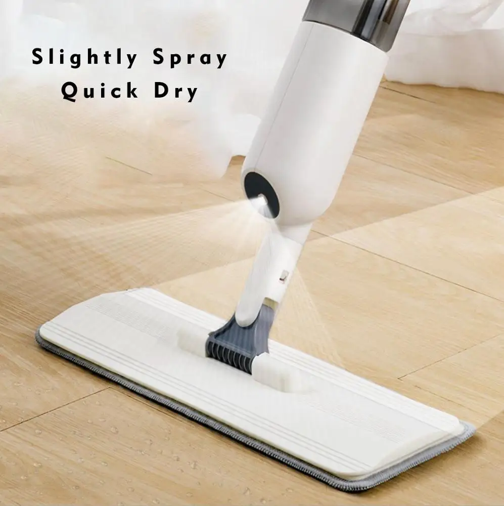 

Hard Floor Cleaning 360 Degree Rotation Spray Flat Mop with 2 Microfiber Mop Pad Refills and Water Tank, White