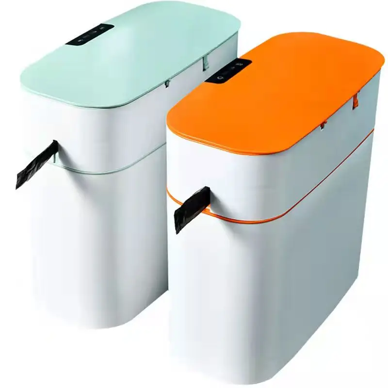 

Automatic Sensor Dustbin Smart Sensor Electric Waste Bins Plastic Eco-Friendly Dust bin Home Intelligent Trash Can with open, White gray green