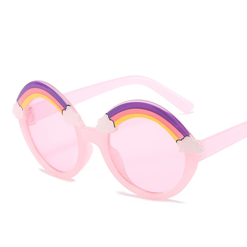 

New Cute Round Frame Rainbow Sunglasses Kids Fashion Trend Baby Shades Sunglasses