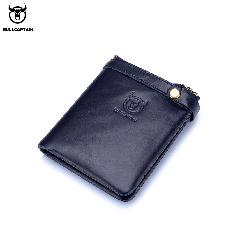 

BULLCAPTAIN Wallet Leather Men's Head Layer Cowhide Business Large Capacity Fashion Money Card Case Soft chain decoration wallet