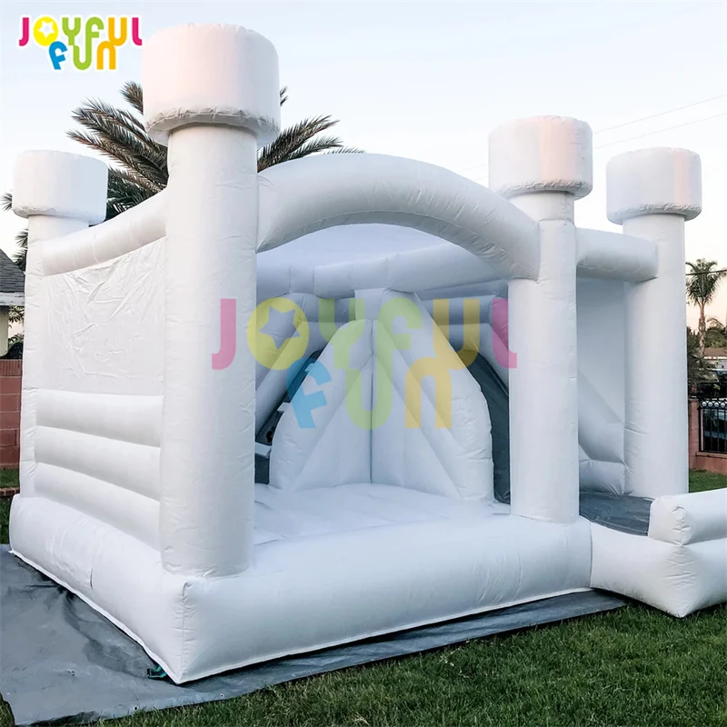 

JOYFUL FUN Factory White Wedding Jumping Slide Outdoor Inflatable Bouncer Castle