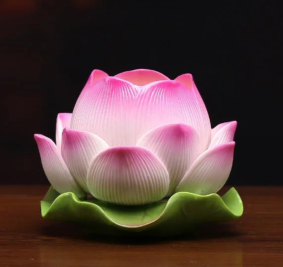 

ZYZ69 Buddhist Supplies Ceramic Lotus Candle Holder Buddha Headlights for Buddha Butter Lotus Candle Holder, Color