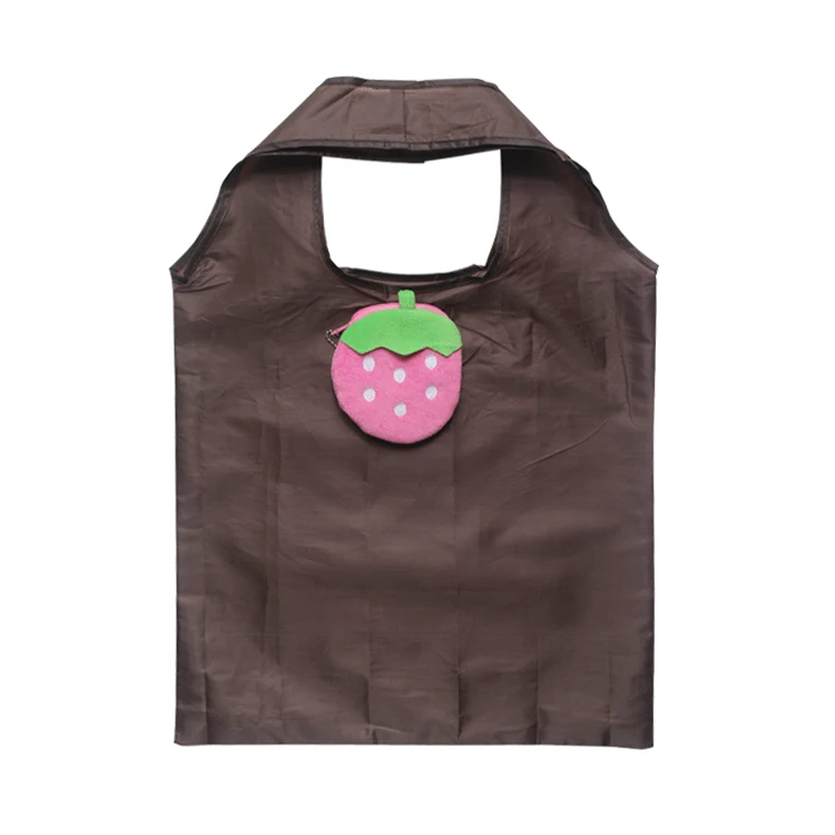 

Plush Gift Printable Logo Cartoon Strawberry Folding Shopping Bag, 1colors