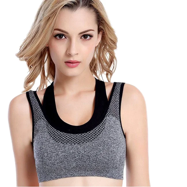 Breathable Solid Color自动裁剪Sports Bra