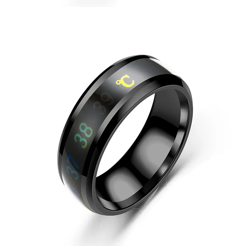 

2021 Sailing Jewelry Body Temperature Smart Thermochromic Titanium Steel Couple Ring Body Temperature Smart Mens Ring