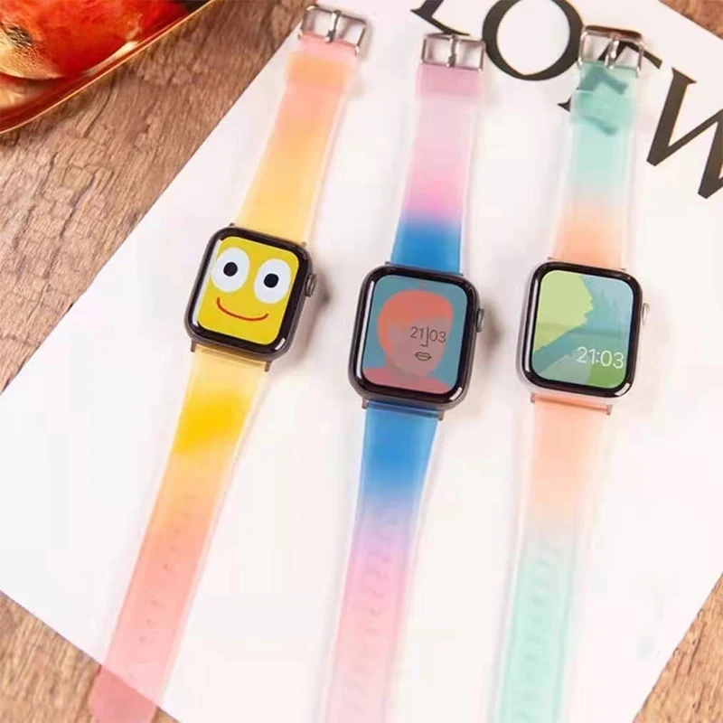

BOORUI 42 mm belt soft silicon straps for iwatch band watch band straps for apple watch band design transparent, 3 gradient colors