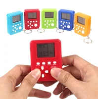 

mini 8 bit handheld classic tetris game console player brick keychain toy