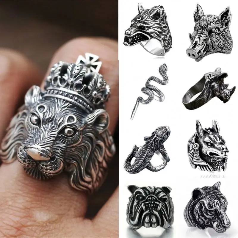 

Personalized men Retro Thai silver ring European and American Royal lion domineering ring, Picture shows