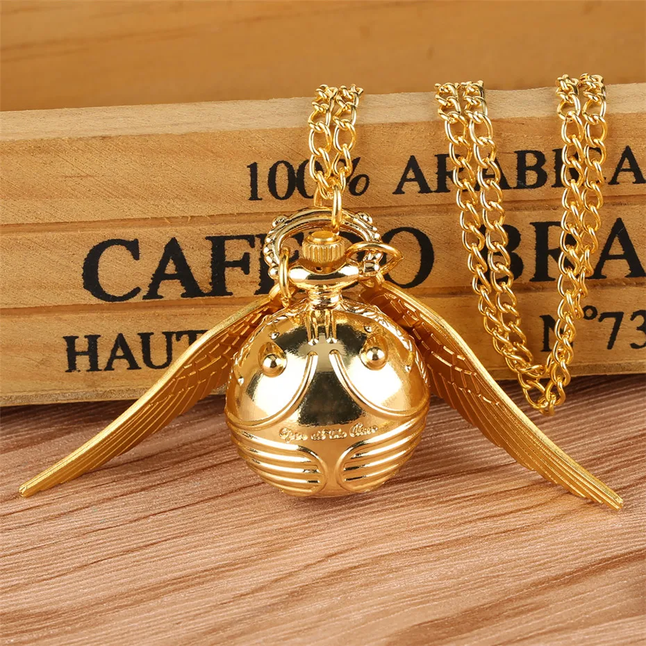 

Golden Snitch Ball Pendant Pocket Watch Gifts for Kids Quartz Necklace Clock Lovely Cute Pocket Clock christmas gift for man