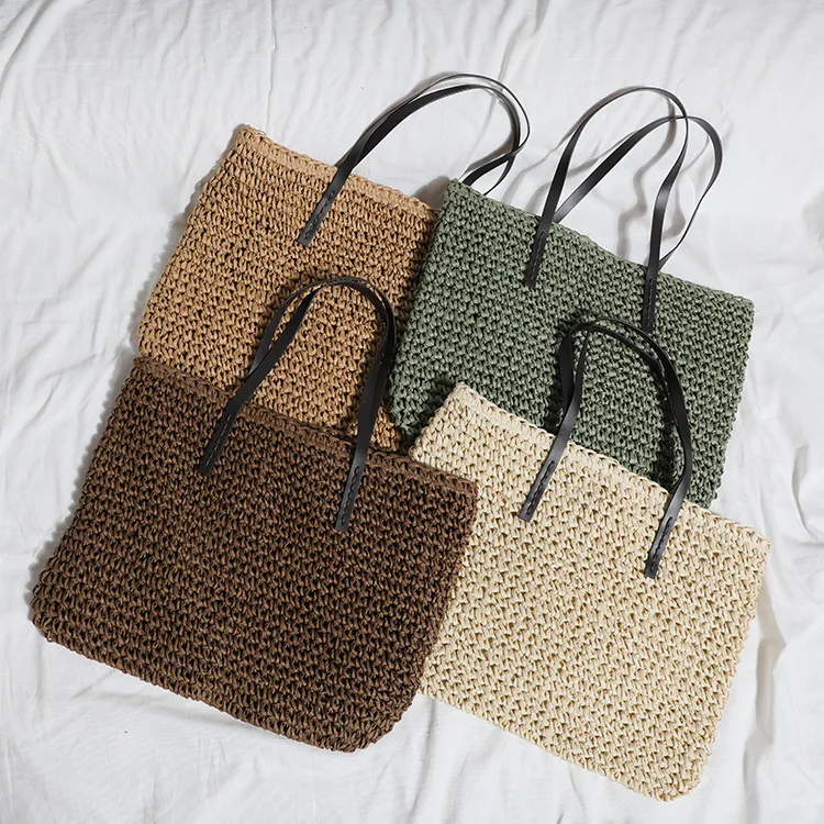 

Wholesale Women Summer Woven Crochet Straw Beach Tote Bag