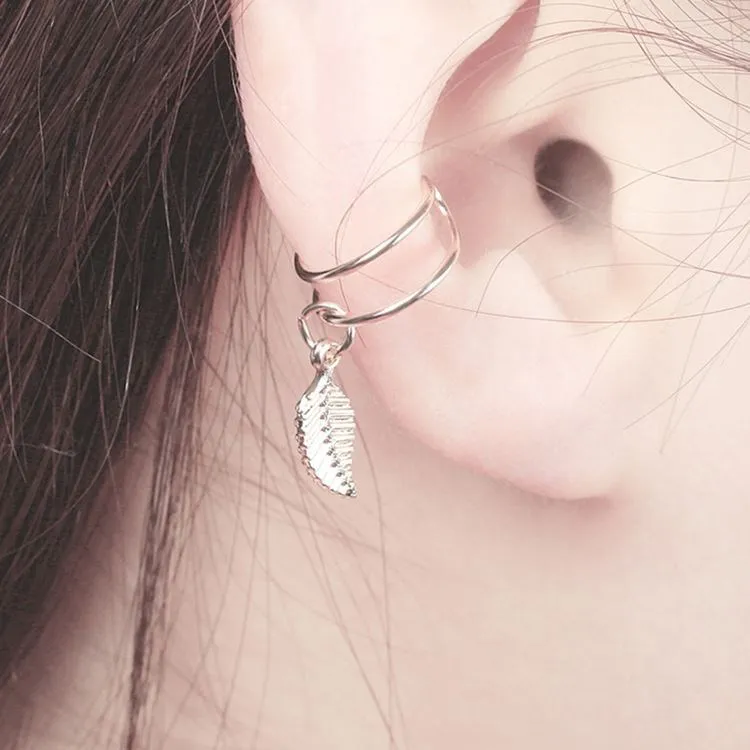 

Leaf Ear 7BEADS Clip Vintage Ear Jewelry Golden Beads Earrings For Women Accessories No Earhole Earrings Female Gifts