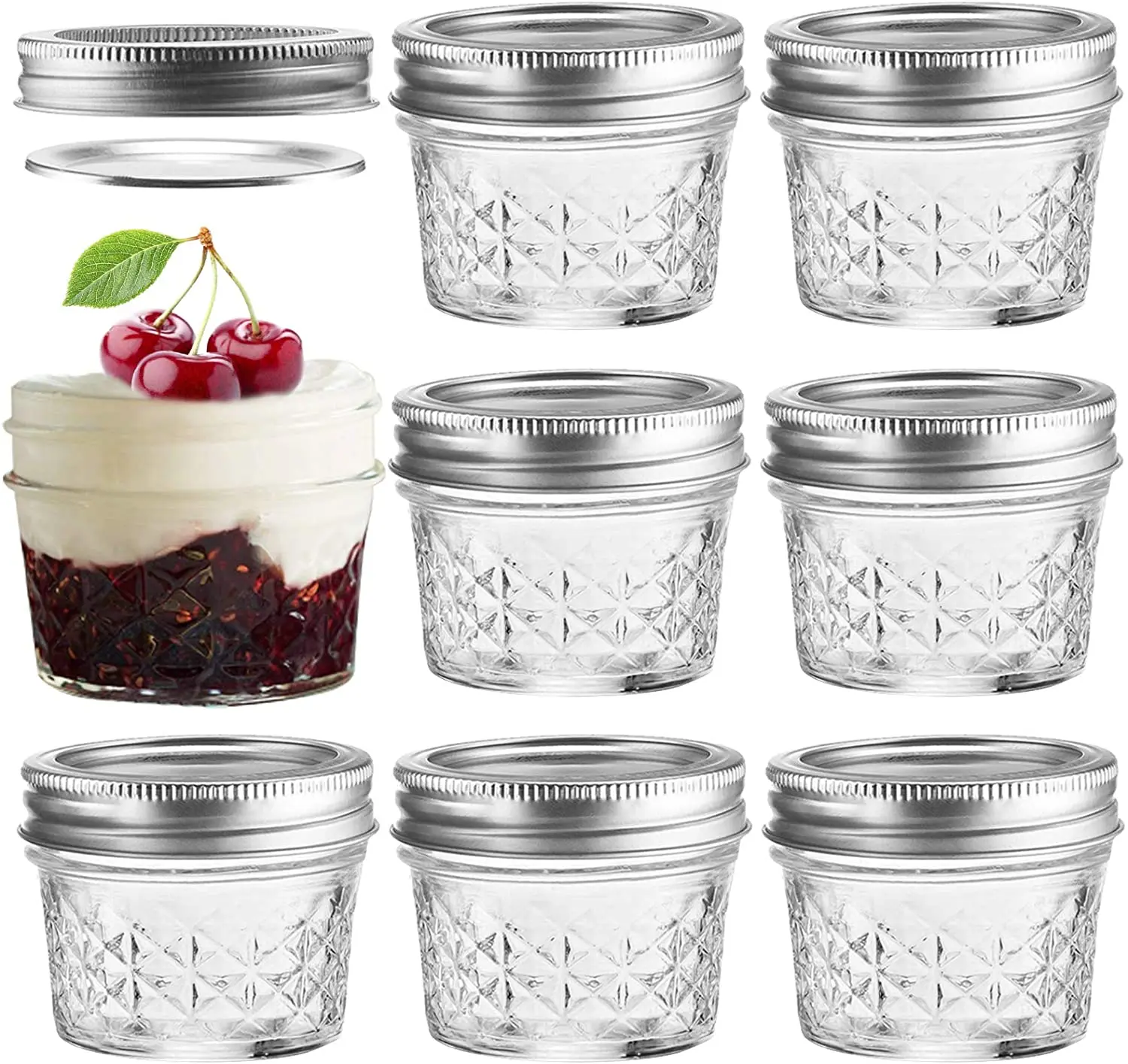 

4 oz Glass Mason Jar With Metal Lid/ Wide Mouth Glass Jam Peanut Butter Glass Jar