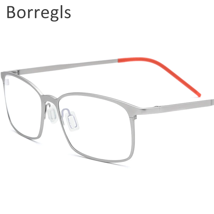 

Borregls Pure Titanium Glasses Frame Men Prescription Square Eyeglasses Myopia Optical Frames Eyewear 10057