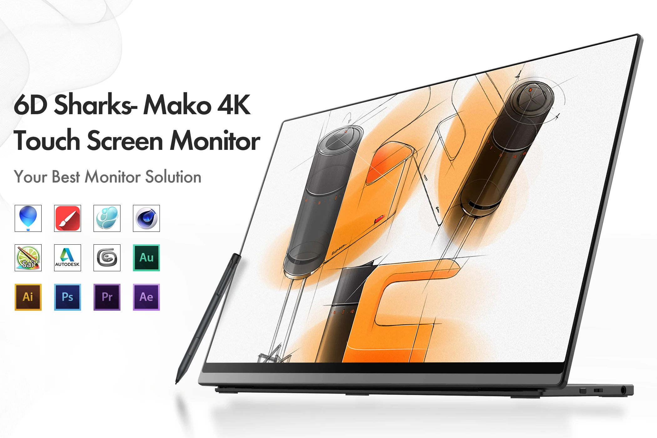 4k Portable Monitor 10 Points Capacitive Touch Screen Usbc Interface