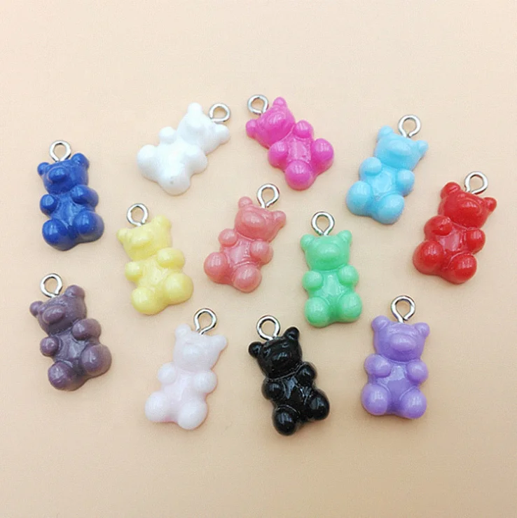 

2021 new material resin gold jewely pendant colored DIY charms for jewelry making designer bear charms high quality wholesale