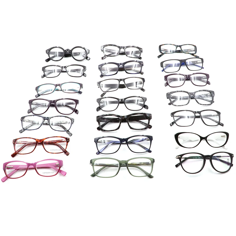 

AST002 Ready To Ship Stock Promotional Cheap Mixed Assorted Acetate Frame Optical Eyeglasses Glasses, As picture